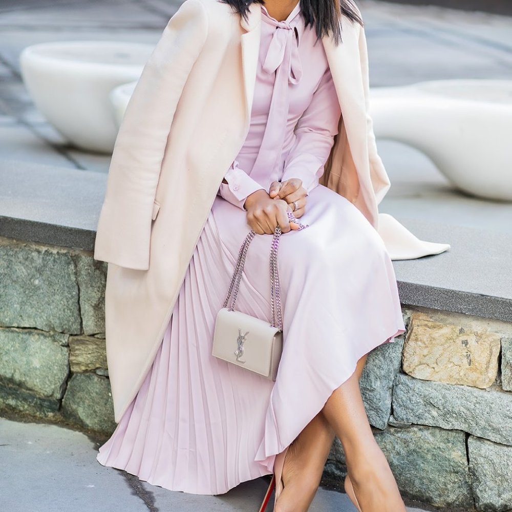 H&M pleated satin dress